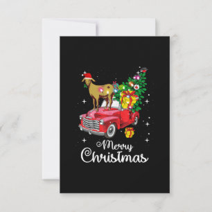 Goat Rides Red Car Weihnachten RSVP Karte