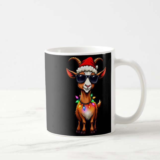 Goat Santa Hat Lights Christmas Cute Xmas Pajama  Kaffeetasse (Rechts)