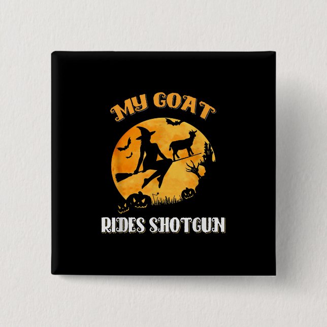 Goat Shotgun Beängstigend Halloween Button (Vorderseite)