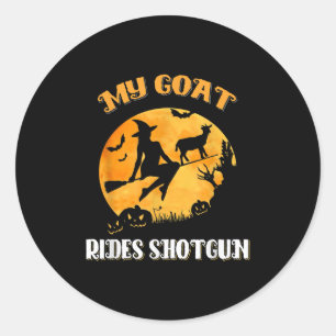 Goat Shotgun Beängstigend Halloween Runder Aufkleber