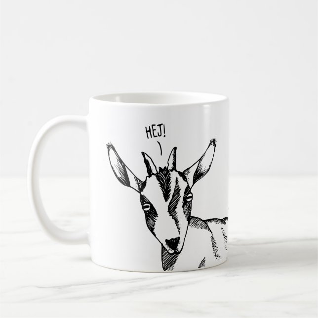 Goat Sketch Sprichwort "Hej!" Kaffeetasse (Links)