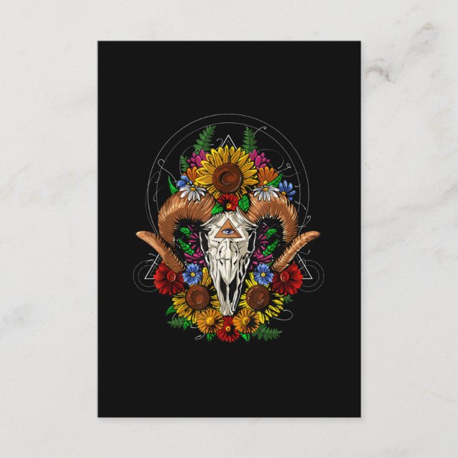 Goat Skull Psychedelic Sunblumen Begleitkarte (Vorderseite)