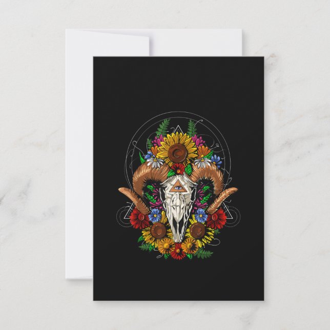 Goat Skull Psychedelic Sunblumen Dankeskarte (Vorderseite)