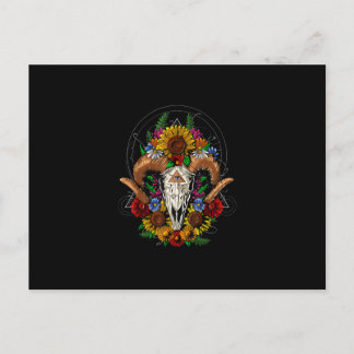 Goat Skull Psychedelic Sunblumen Einladungspostkarte