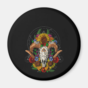 Goat Skull Psychedelic Sunblumen Magnet
