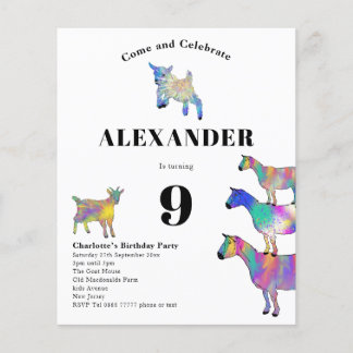 Goat Themed Fun Geburtstagsparty Budget Flyer