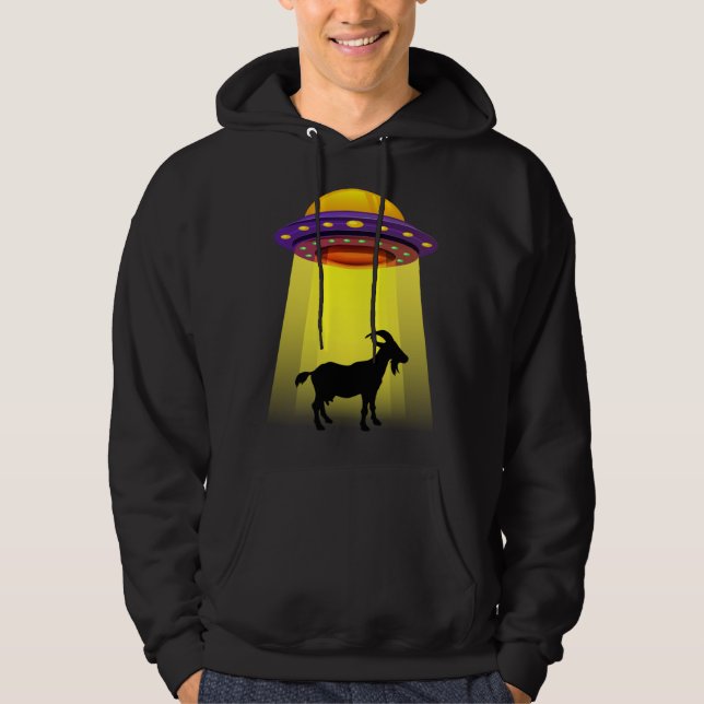 Goat UFO Abduction Vintage BELIEVE Retro Hoodie (Vorderseite)