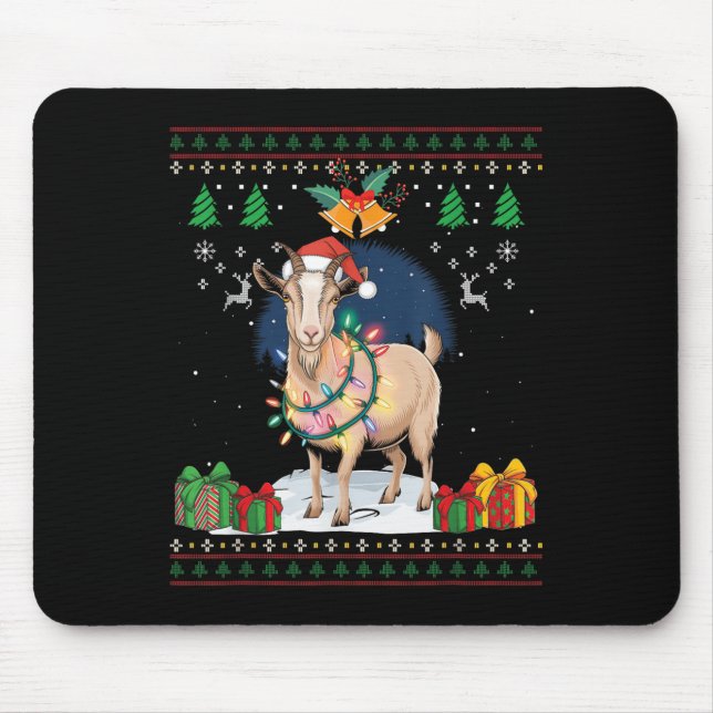 Goat Ugly Christmas Sweater Goat Lover Bauer Xmas Mousepad (Vorne)