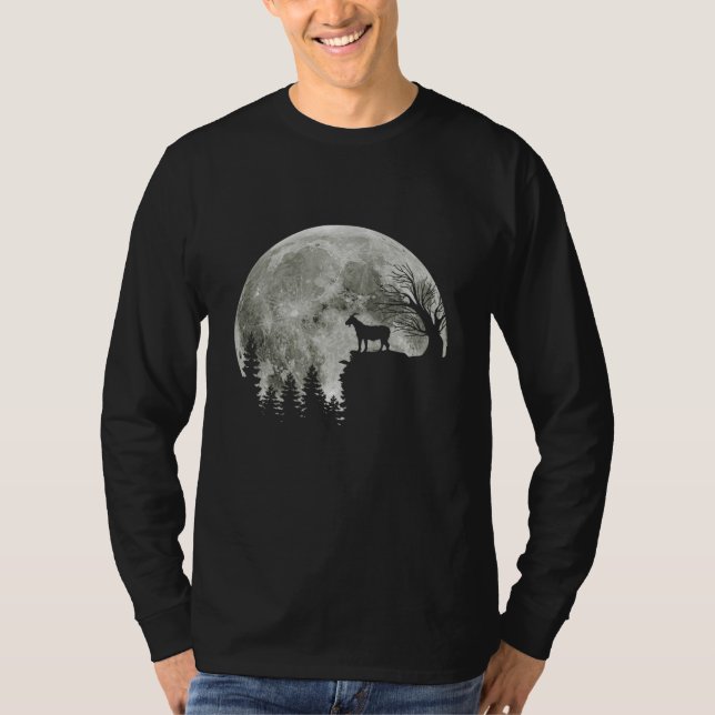 Goat Walking on Mountain Halloween Moon T-Shirt (Vorderseite)