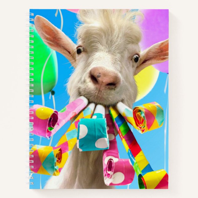 Goat with Party Blowers Notizbuch (Vorderseite)