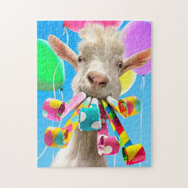 Goat with Party Blowers Puzzle (Vertikal)