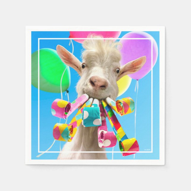 Goat with Party Blowers Serviette (Vorderseite)