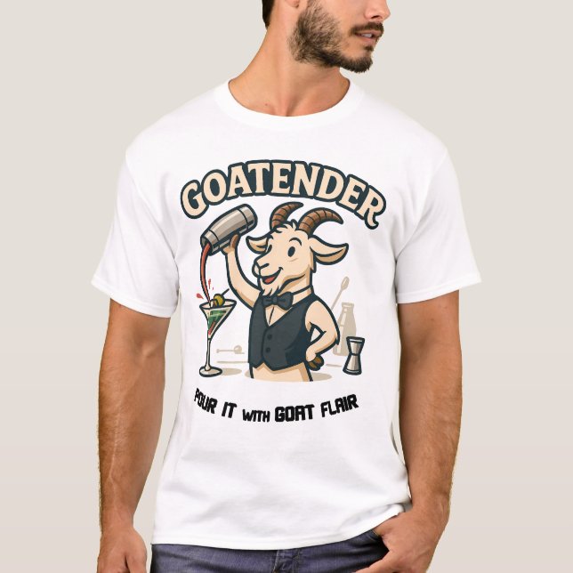 Goatender Funny Goat Bartender Pun Design T-Shirt (Vorderseite)