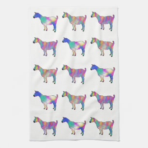 Goats Funky Colourful Illustration Artsy Animals Handtuch