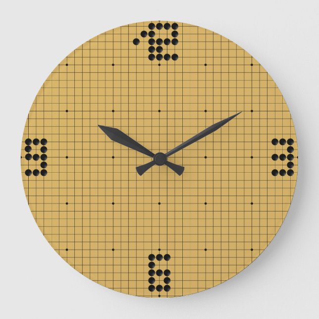 Goban Clock - Black Stones - 3-6-9-12 Große Wanduhr (Vorderseite)