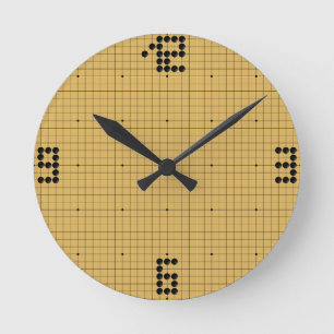 Goban Clock - Black Stones - 3-6-9-12 Runde Wanduhr