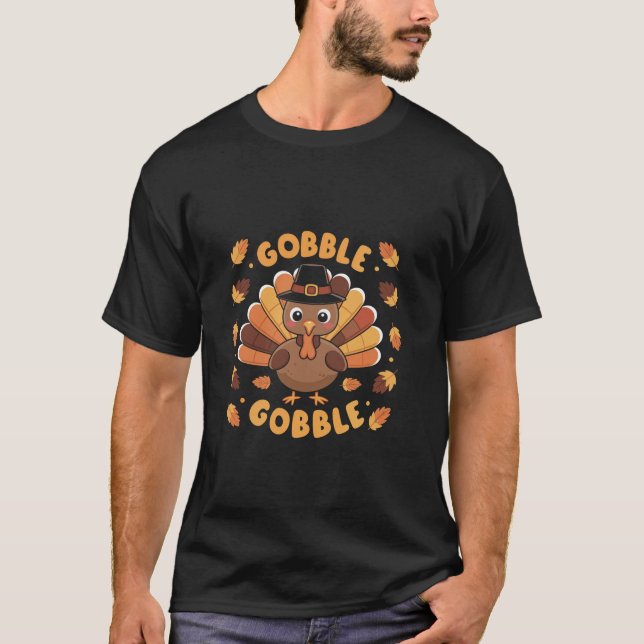 Gobbe Türkei Erntedank Herbst Urlaub Niedliche Kin T-Shirt (Vorderseite)