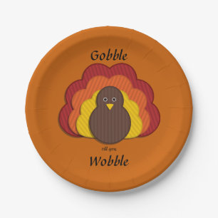 Gobble bis du wackelst! Happy Thanksgiving Pappteller