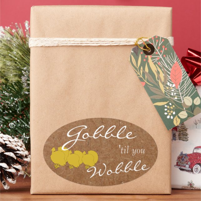 Gobble bis Sie Erntedank Party Ovaler Aufkleber (Feiertag)