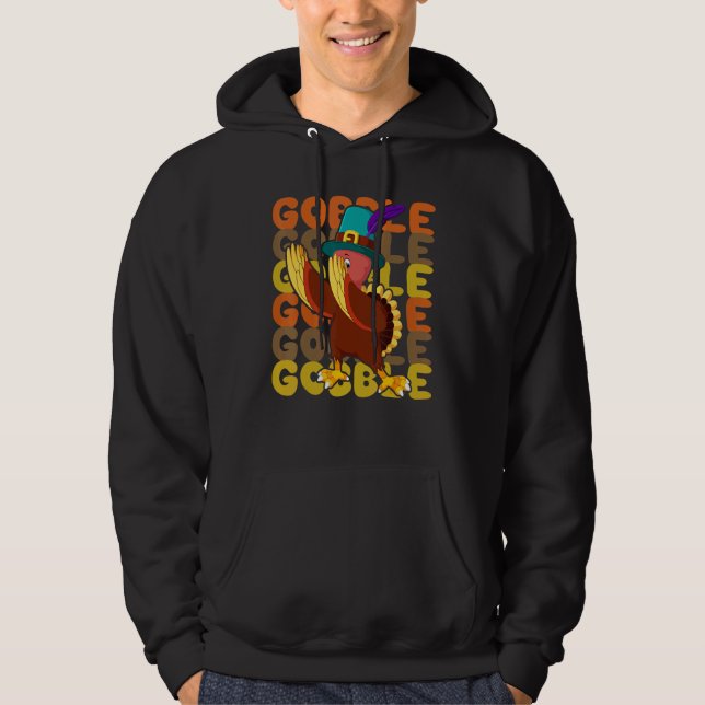 Gobble Dabbing Turkey Thanksgiving Day Pilgrim Boy Hoodie (Vorderseite)