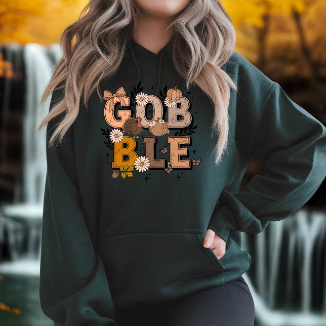 Gobble Fall Holiday Fall Boho Erntedank Hoodie (Von Creator hochgeladen)