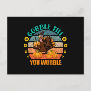 Gobble-Familien-Kinder-Paschende Thanksgiving-Schl Postkarte