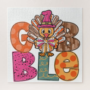 Gobble Funny Erntedank Türkei Abendessen Spaß Kind Puzzle