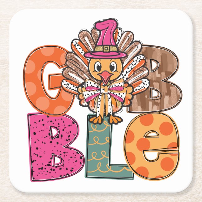 Gobble Funny Erntedank Türkei Abendessen Spaß Rechteckiger Pappuntersetzer (Vorderseite)