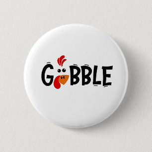 Gobble Funny Erntedank Türkei Fest Button