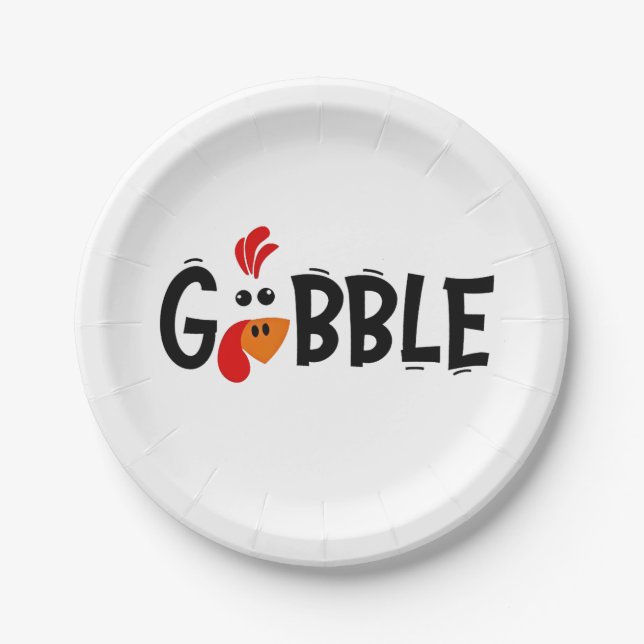 Gobble Funny Erntedank Türkei Fest Pappteller (Vorderseite)