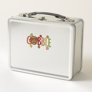 Gobble Funny Turkey Erntedank Familienfrauen Metall Brotdose