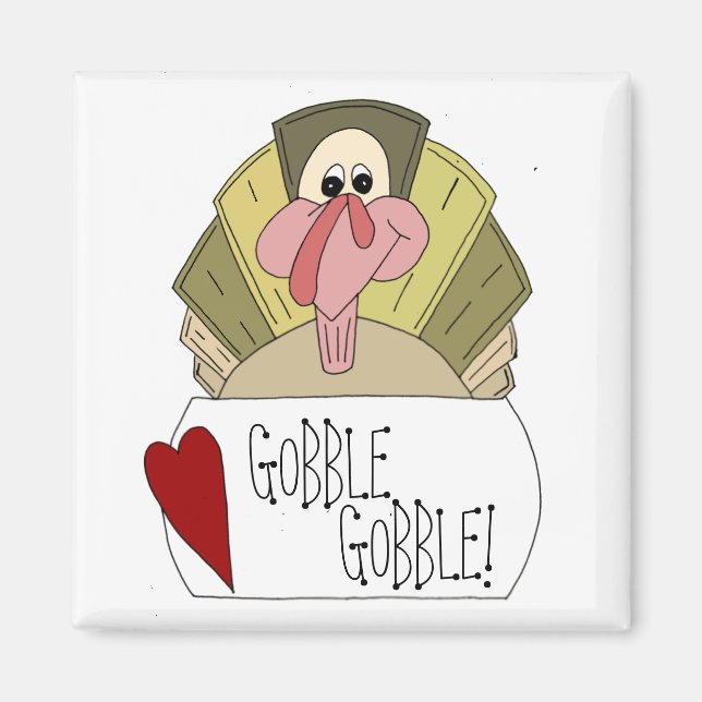 Gobble Gobble Cartoon Türkei Magnet (Vorne)