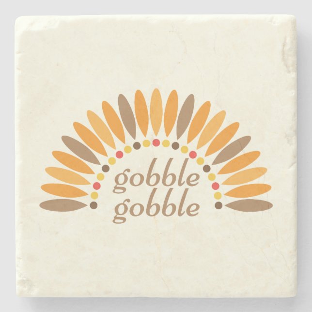 Gobble Gobble Erntedank Steinuntersetzer (Vorderseite)