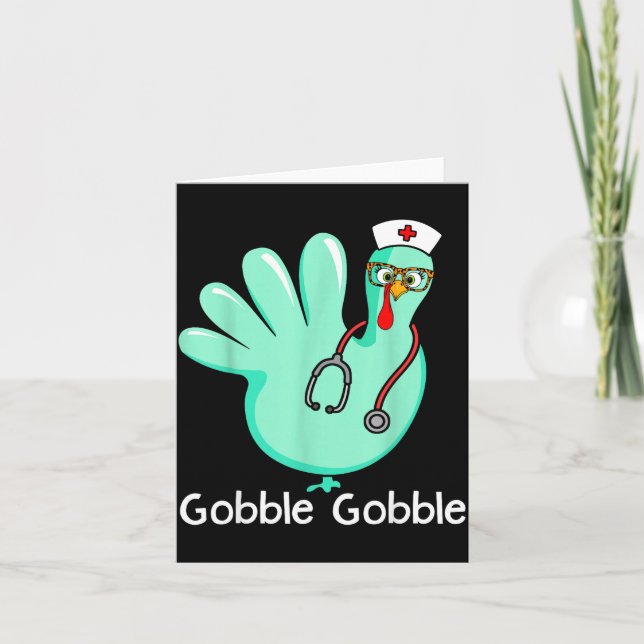 Gobble Gobble Funny Turkey Glove Thanksgiving Nurs Karte (Vorderseite)