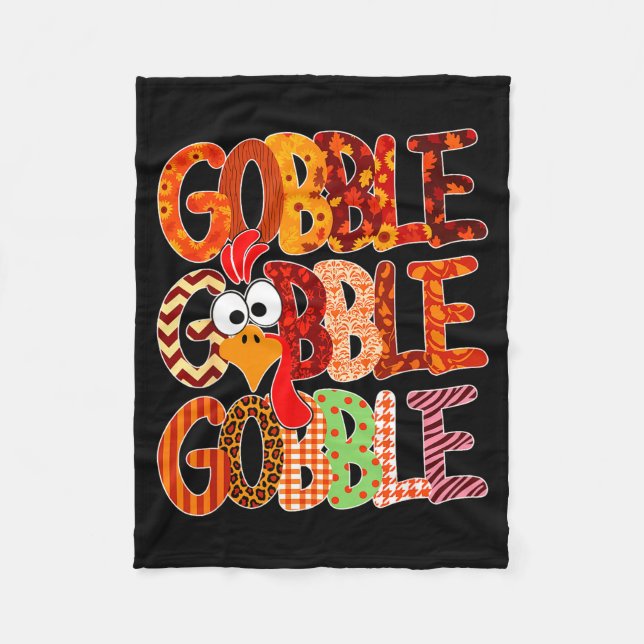 Gobble Gobble Funny Turkey Thanksgiving Women Girl Fleecedecke (Vorderseite)
