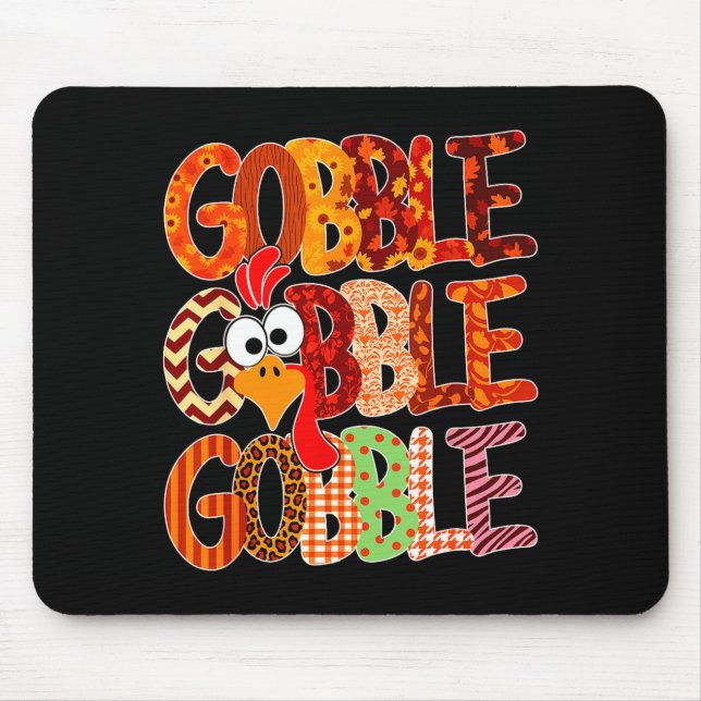 Gobble Gobble Funny Turkey Thanksgiving Women Girl Mousepad (Vorne)