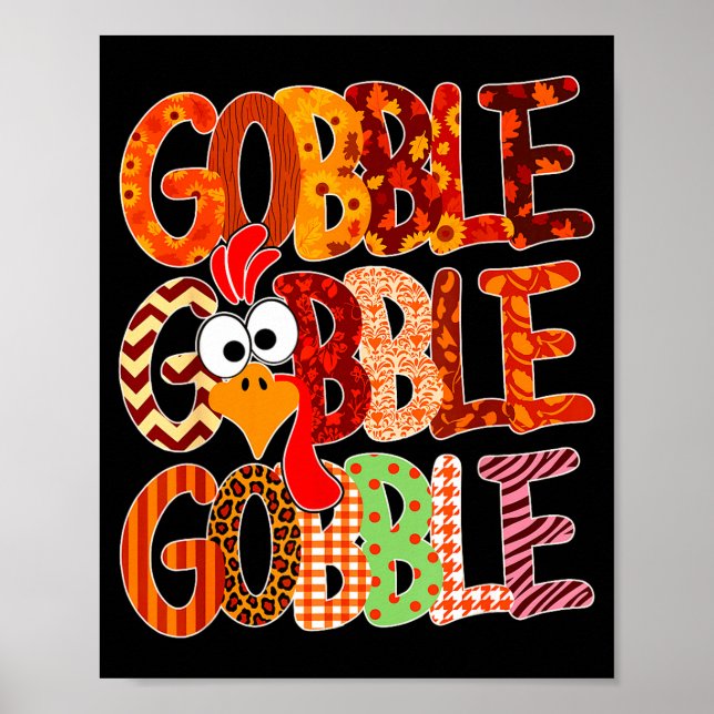 Gobble Gobble Funny Turkey Thanksgiving Women Girl Poster (Vorne)