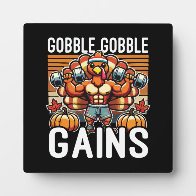 Gobble Gobble Gains - Funny Erntedank Gym Fotoplatte (Vorderseite)