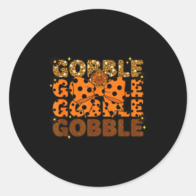 Gobble Gobble Gobble Thanksgiving Turkey Leopard B Runder Aufkleber (Vorderseite)