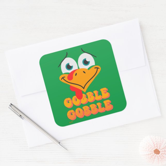 GOBBLE GOBBLE lustiger Erntedank Quadratischer Aufkleber (Umschlag)