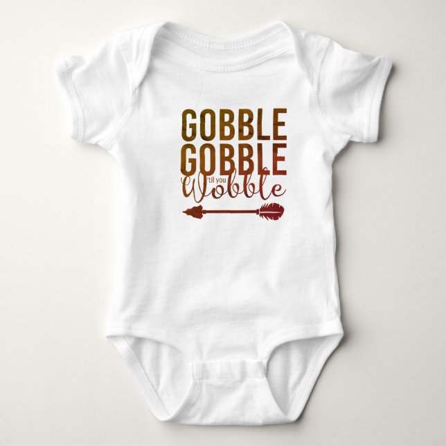 Gobble Gobble Niedlich Baby's 1. Erntedank Baby Strampler (Vorderseite)