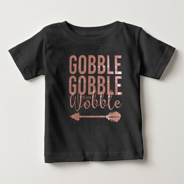 Gobble Gobble Niedlich Baby's 1. Erntedank Baby T- Baby T-shirt (Vorderseite)