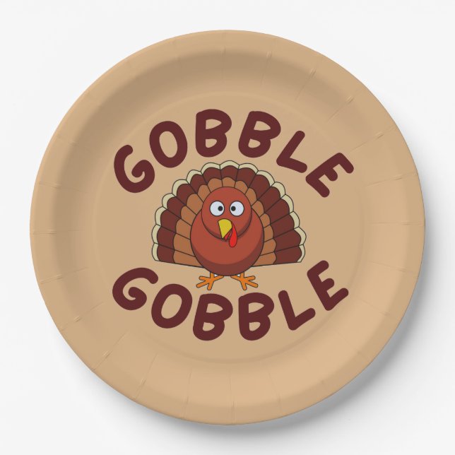 Gobble Gobble Thanksgiving  Pappteller (Vorderseite)