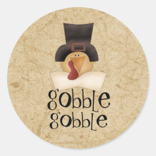 Gobble Gobble Turkey Classic Round Sticker