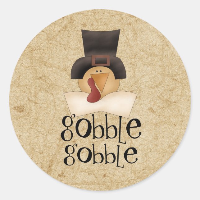 Gobble Gobble Turkey Classic Round Sticker (Vorderseite)