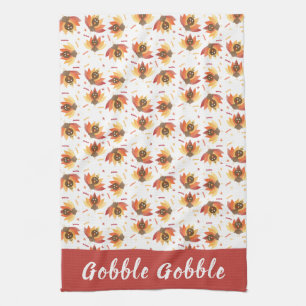 Gobble Gobble Turkey Pattern Erntedank Geschirrtuch