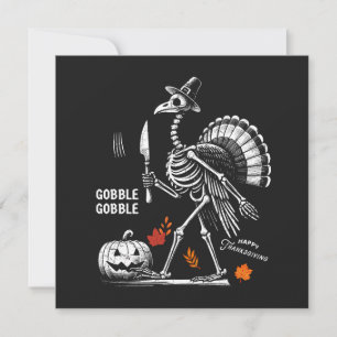 Gobble Gobble Turkey Skeleton T - Shirt Feiertagskarte