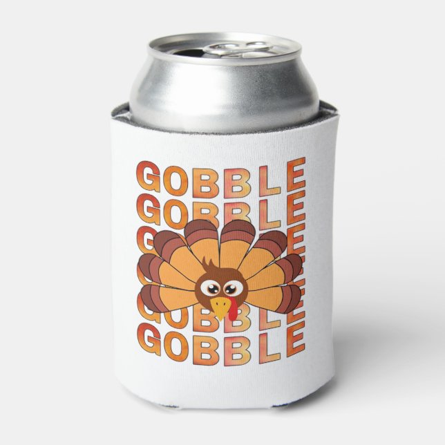 Gobble Goble Truthahn T - Shirt, Herbst T Ess Dosenkühler (Kanne Vorderseite)