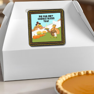 Gobble Segne Dich Lustige Truthahns Friendsgiving Quadratischer Aufkleber