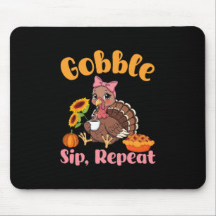 Gobble Sip Wiederholen Kaffee Truthahn Mit Kürbisk Mousepad